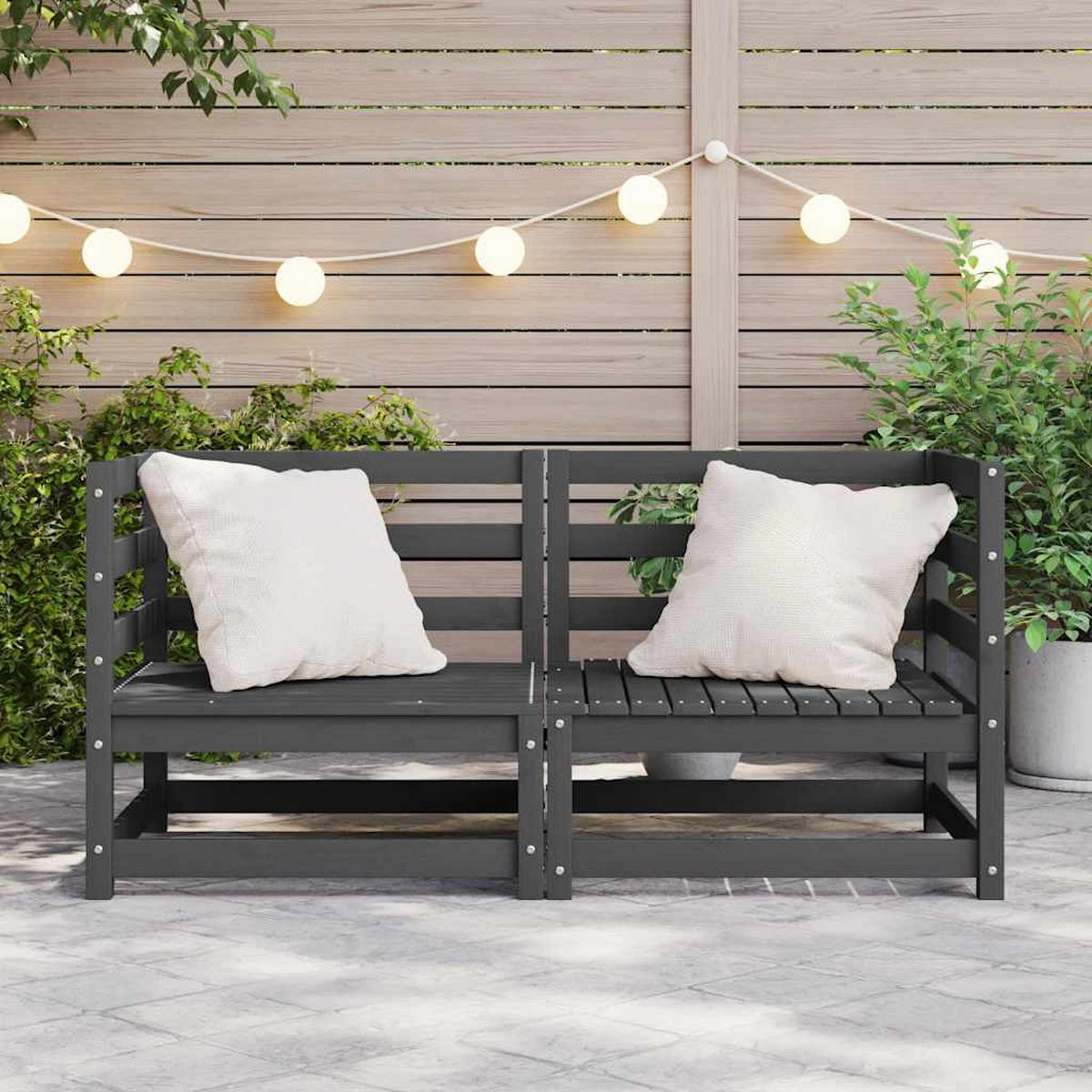 GARTENSOFA XYNAE 70/67/70 cm （2-SITZER） - Grau, Holz (70/67/70cm) - ZMH