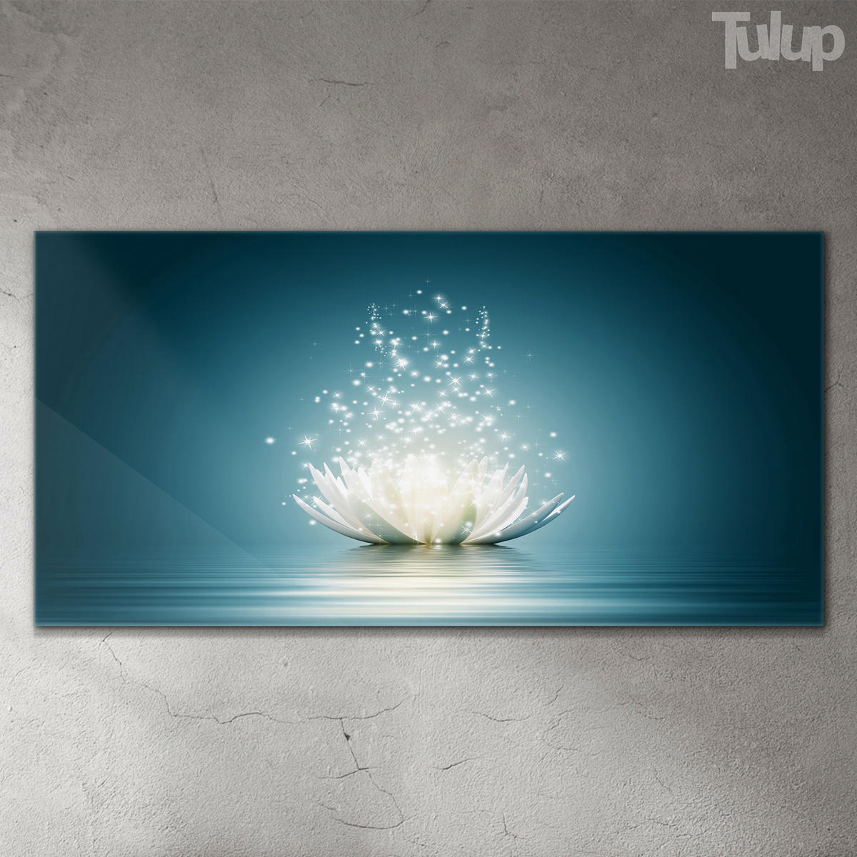 GLASBILD 120x60 cm Lotusblüte - Blau, Glas (120/60cm) - TULUP