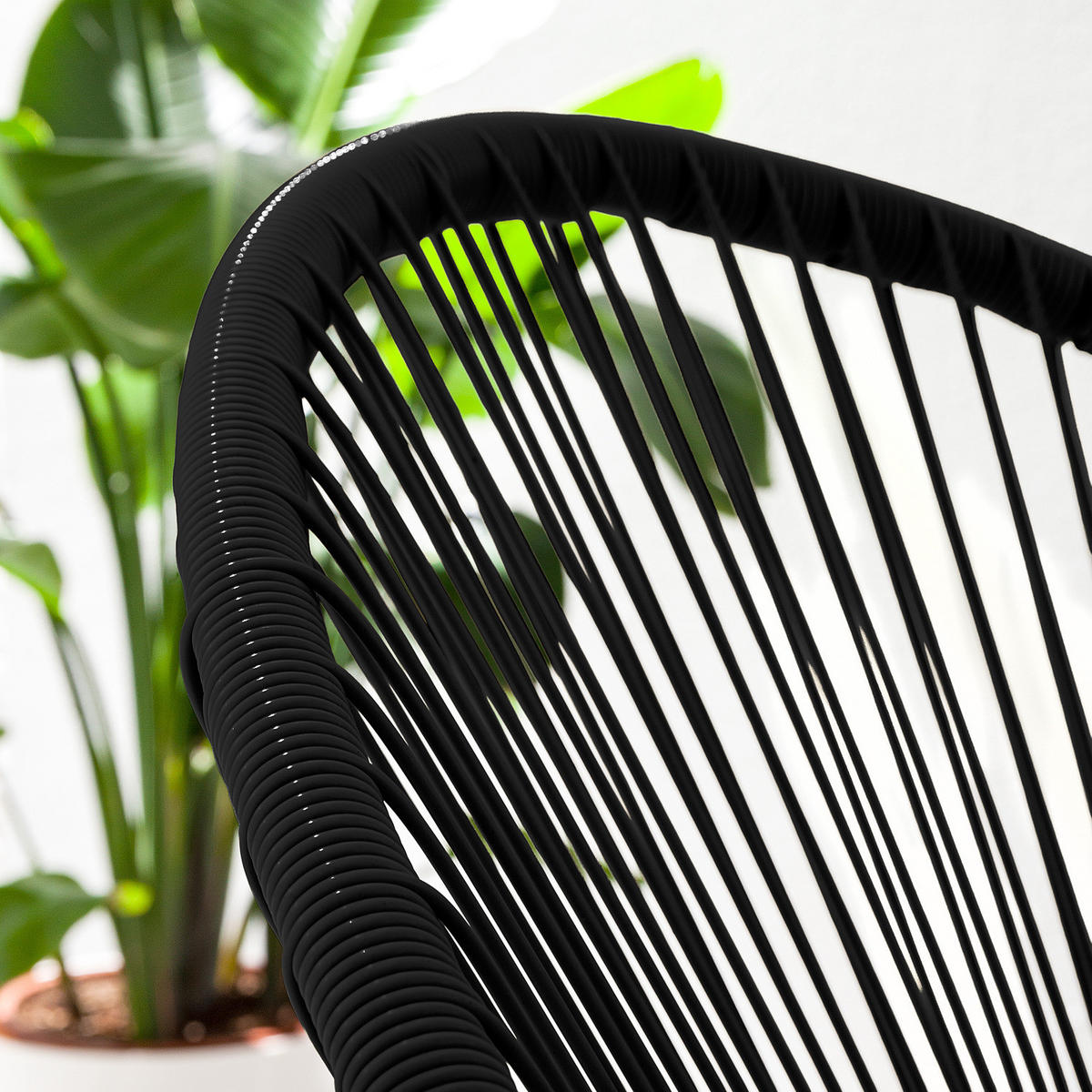 SITZGRUPPE - Stahl / Polyrattan - 3-teilig - Schwarz, Naturmaterialien/Glas - home24