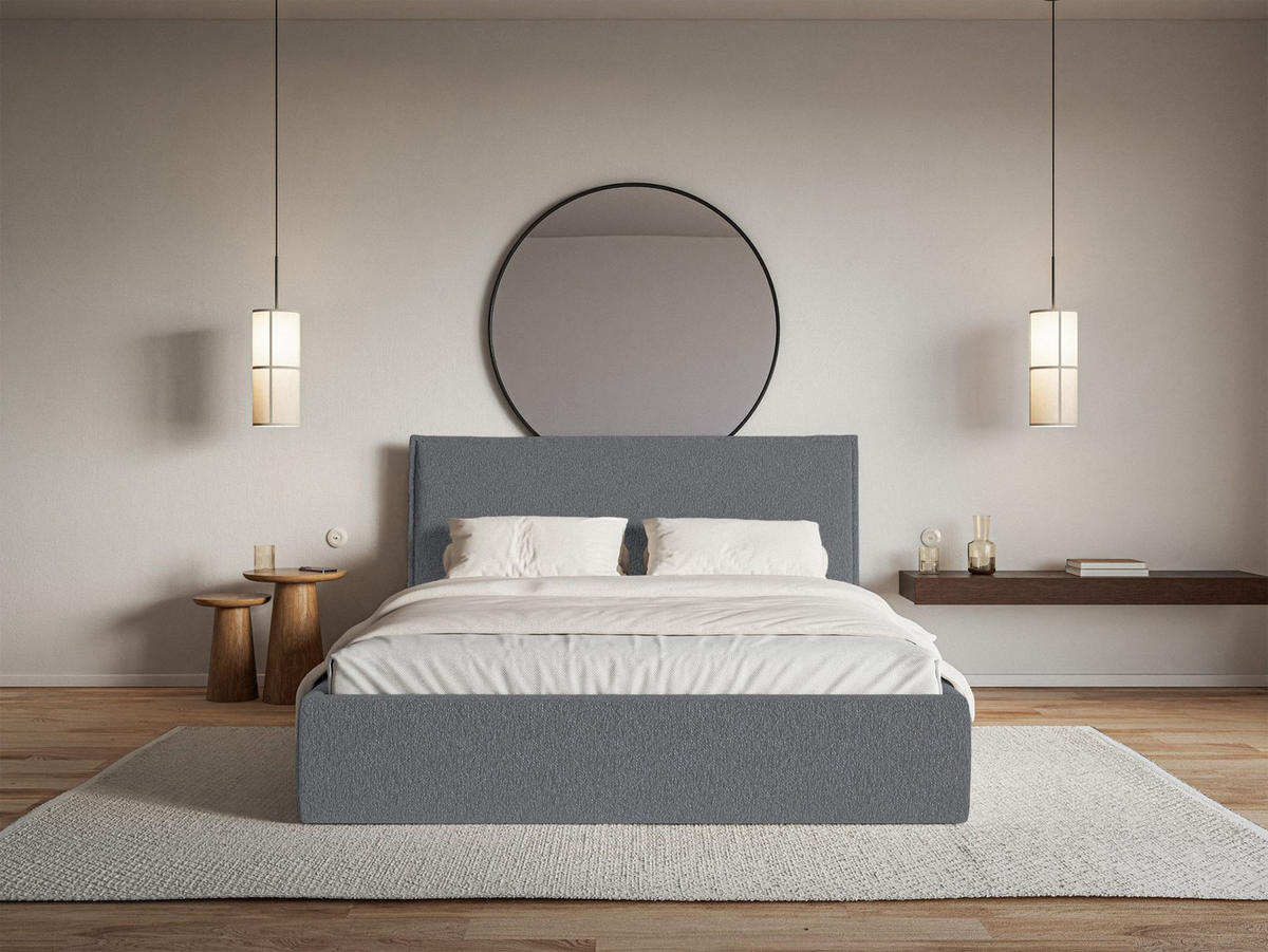 POLSTERBETT Softie Slim Graphit Chenille 160x200 - Graphitfarben, Textil (160/200cm) - Selsey