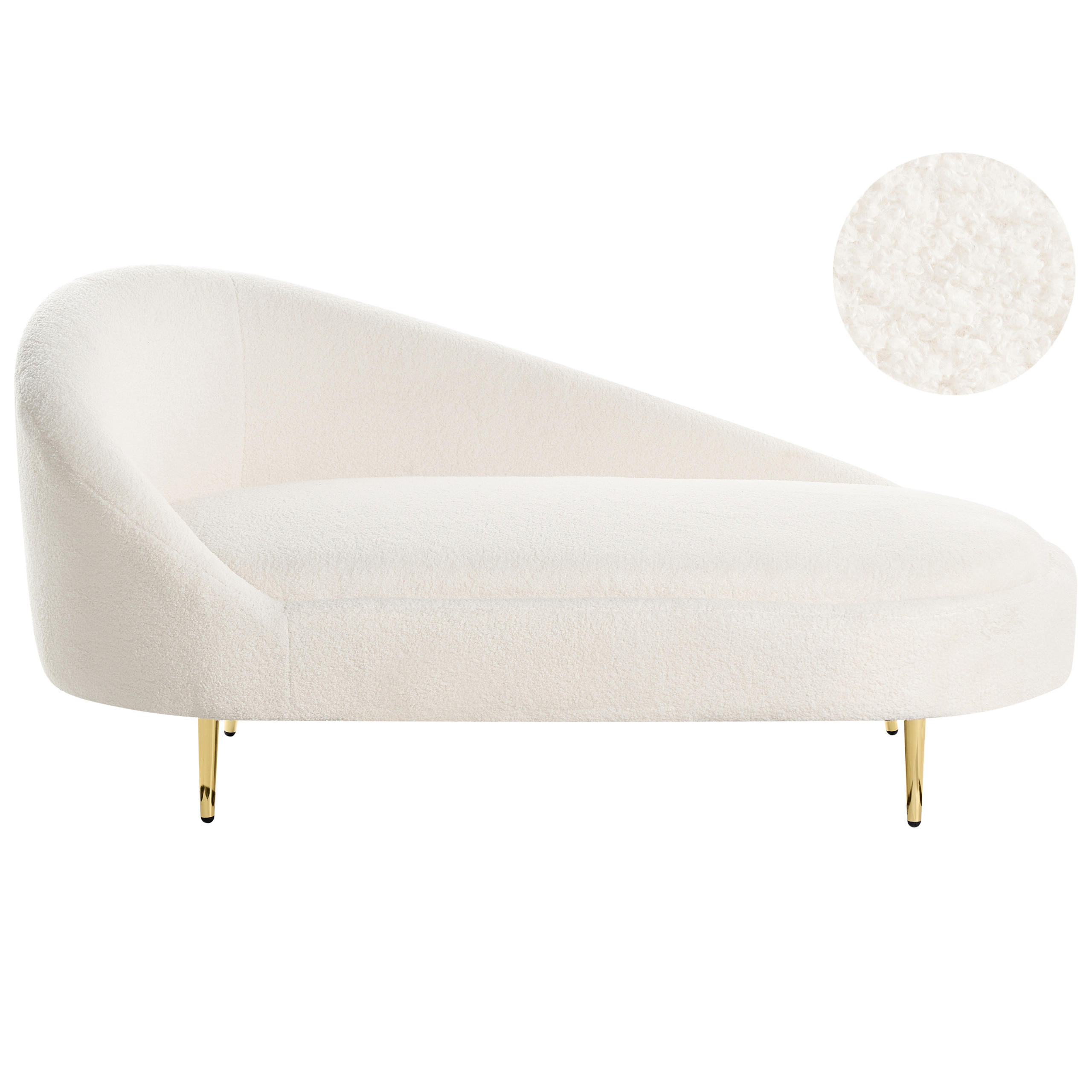 CHAISELONGUE-LINKSSEITIGE Weiß Valreas - Goldfarben/Creme, Textil (151/74/80cm) - Beliani
