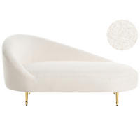 CHAISELONGUE-LINKSSEITIGE Weiß Valreas - Goldfarben/Creme, Textil (151/74/80cm) - Beliani