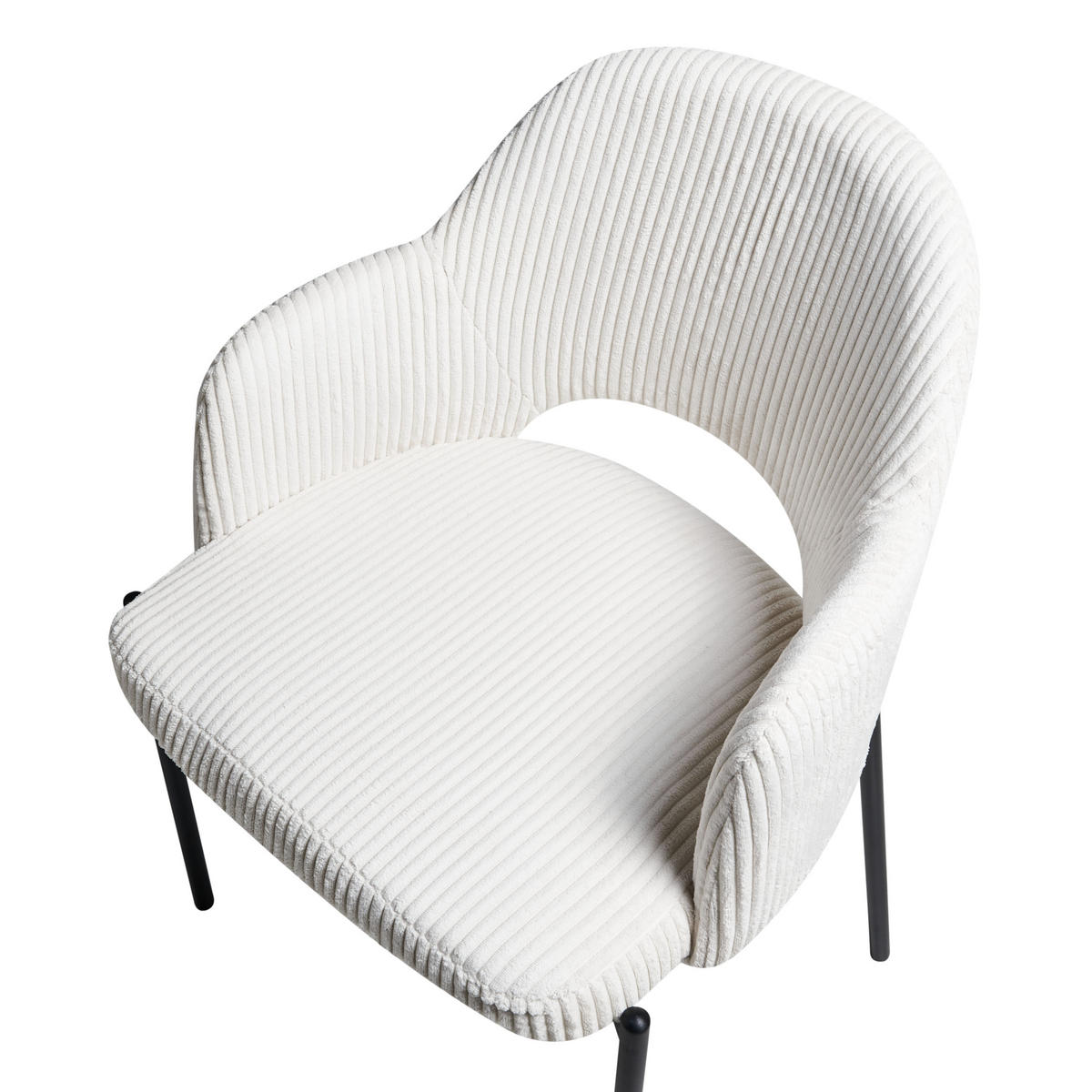 ESSZIMMERSTUHL 2er-Set Cremeweiß Raton - Schwarz/Weiß, Textil (53/81/55cm) - Beliani