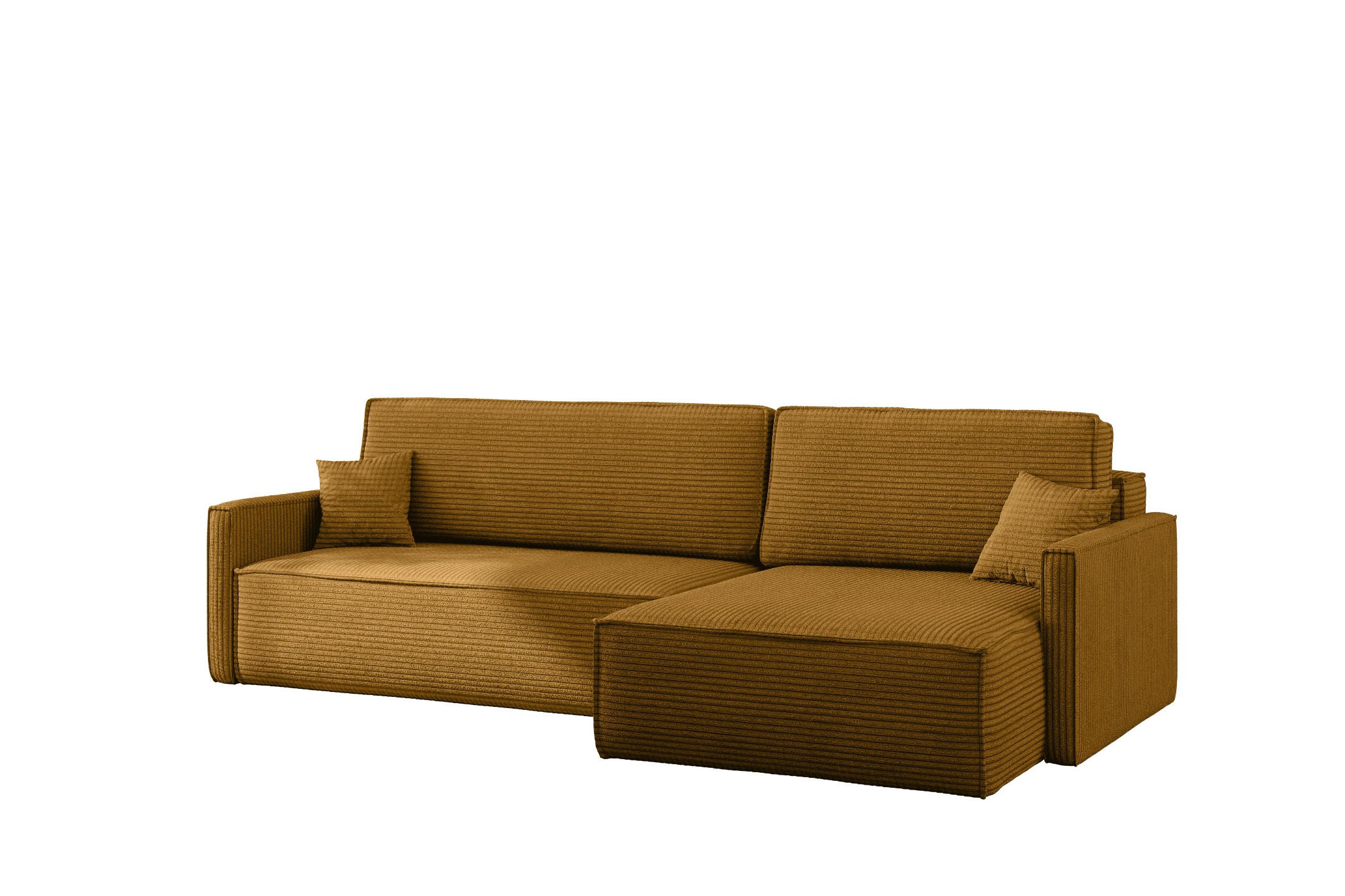 SCHLAFSOFA Carlos, Ecksofa L-Form mit schlaffunktion und bettkasten Stoff Poso Senffarbe Rechts - Currygelb, Holz (250/83/142cm) - Kaiser Möbel
