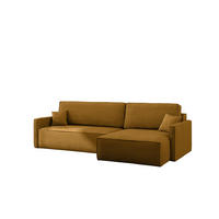 SCHLAFSOFA Carlos, Ecksofa L-Form mit schlaffunktion und bettkasten Stoff Poso Senffarbe Rechts - Currygelb, Holz (250/83/142cm) - Kaiser Möbel