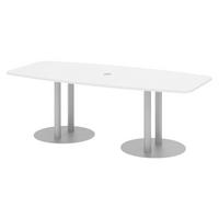 KONFERENZTISCH klein KT22 103/220/74 cm in Weiß/Säule in Silberfarben - Silberfarben/Weiß, Holzwerkstoff (103/220/74cm) - bümö