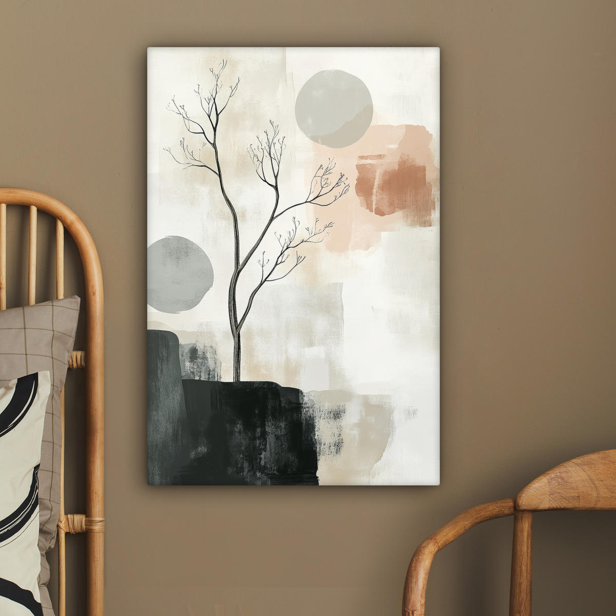 LEINWANDBILD Wabi sabi - Beige - Pflanze 60x90 cm - Sandfarben, Textil (60/90cm) - MuchoWow