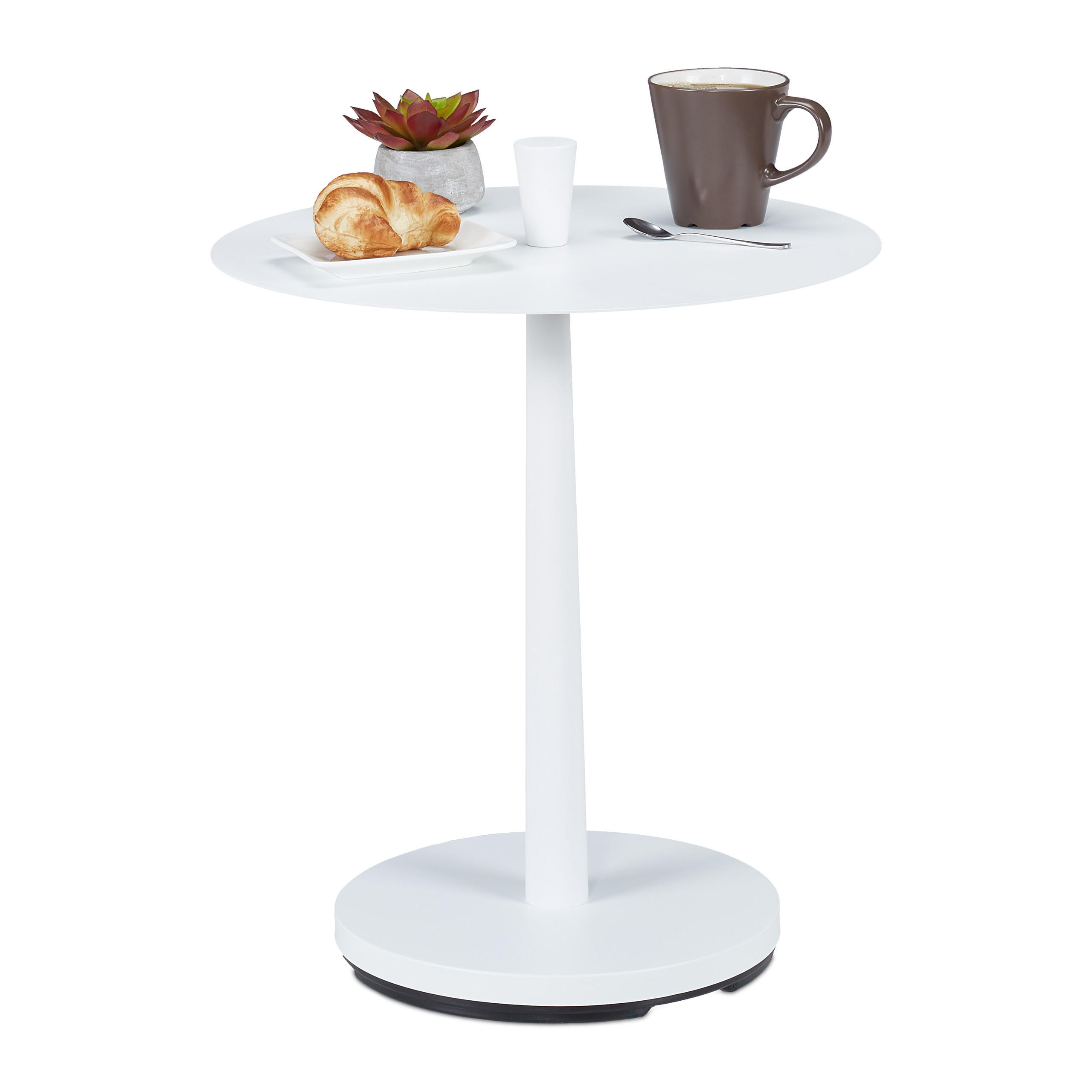 BEISTELLTISCH - Weiß, Holz/Metall (45/45/56cm) - Relaxdays