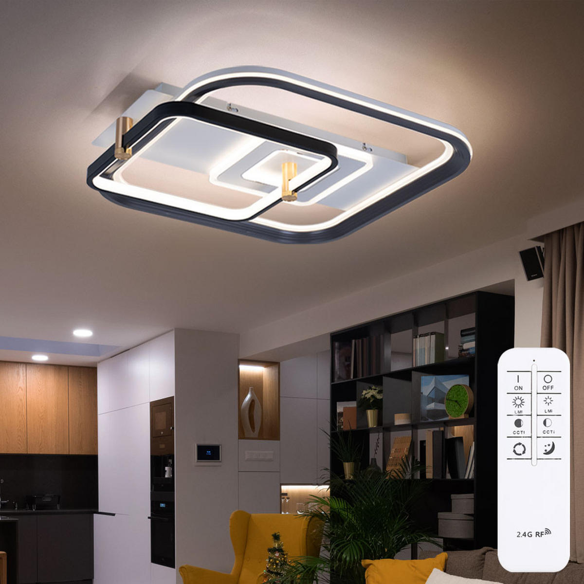 LED DECKENLEUCHTE Metall Schwarz opal - Schwarz, Metall (52/48/9.5cm) - Globo Lighting