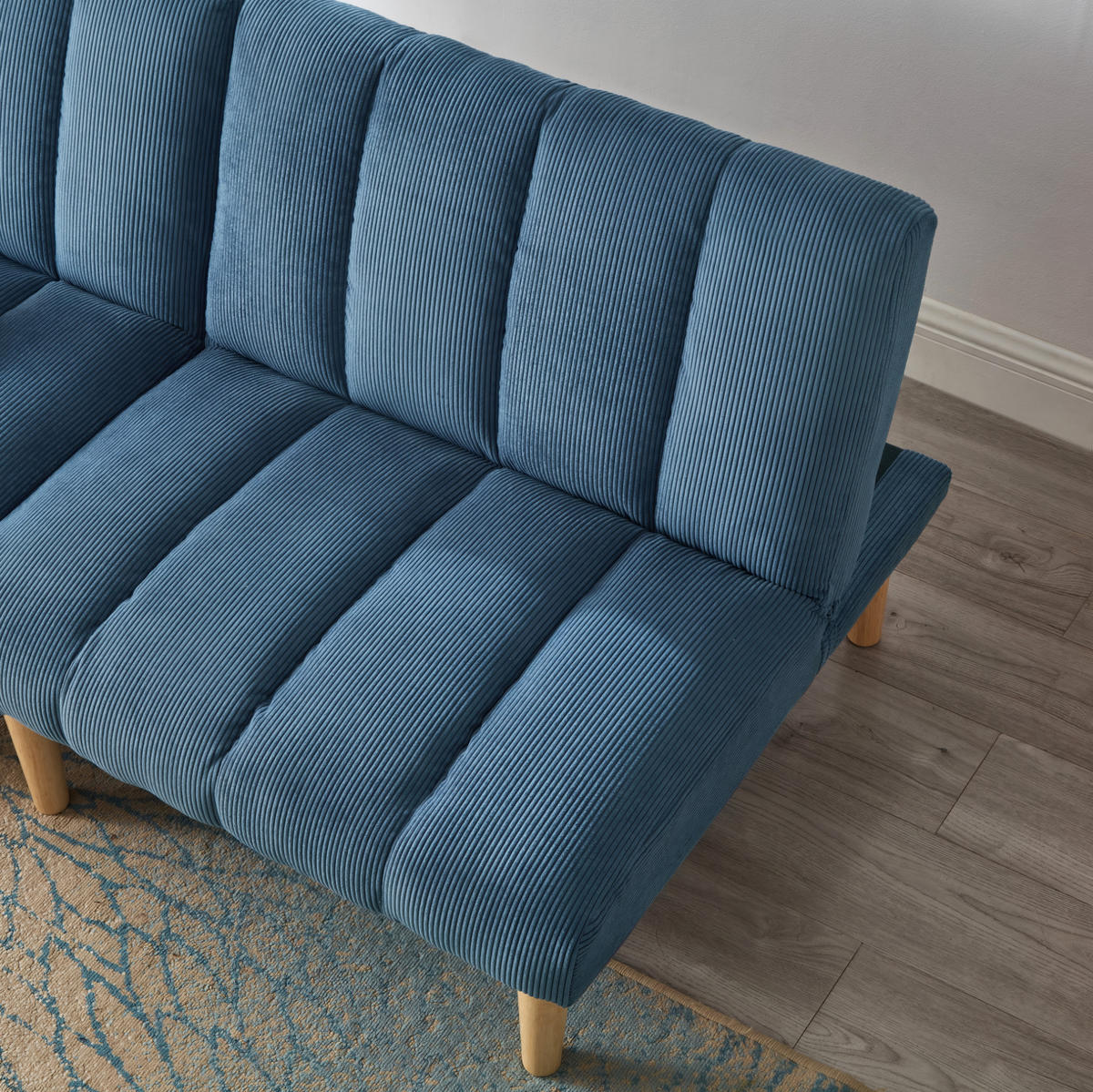 SCHLAFSOFA mit 3-fach verstellbarer Rückenlehne Corduroy Blue - Blau, Holzwerkstoff (167/72/82cm) - Meubliv