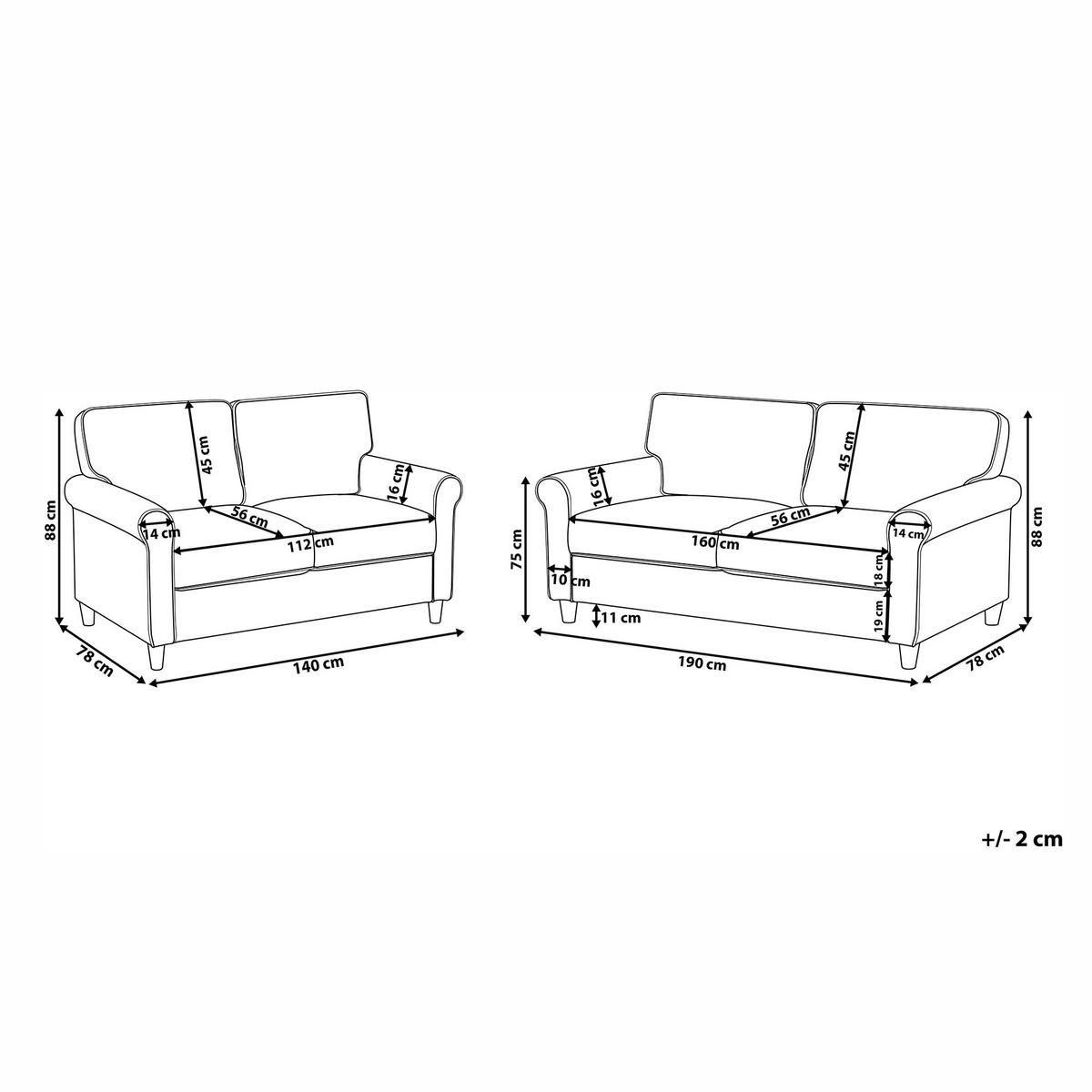 5-SITZER-SOFA SET Stoff hellbraun Ronneby - Hellbraun/Braun, Textil (78/78/190cm) - Beliani