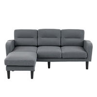 ECKSOFA L Form 3-Sitzer Chaiselongue Stauraum Tasche Grau 204cm - Grau, Textil (204/136cm) - FLIEKS