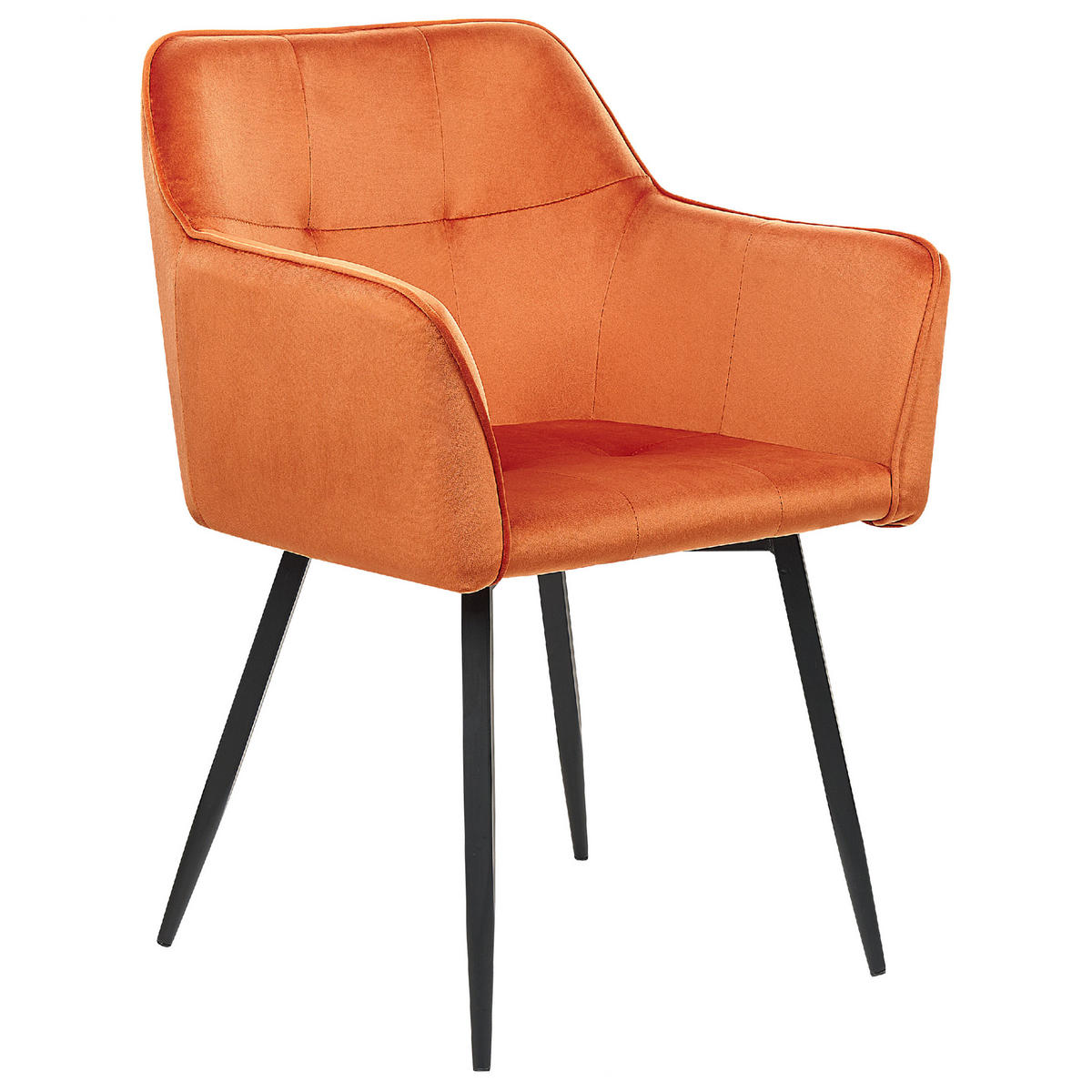 ESSZIMMERSTUHL 2er-Set Samtstoff Orange Jasmin - Orange, Textil/Metall (60/84/49cm) - Beliani