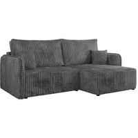 ECKSCHLAFSOFA MESTO L Dunkelgrau Cord - rechts - Dunkelgrau/Schwarz, Kunststoff/Textil (147/227cm) - MKS