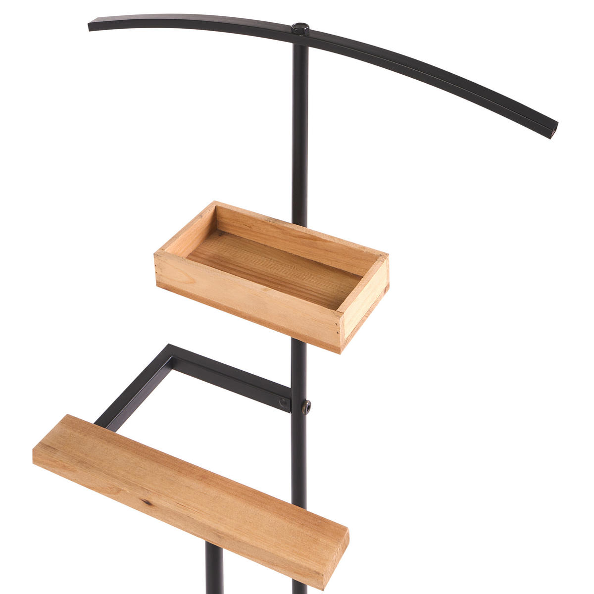 VĚŠÁK NA OBLEČENÍ s přihrádkami Černý Pipoon - světle hnědá, kov (52/116/21cm) - Beliani
