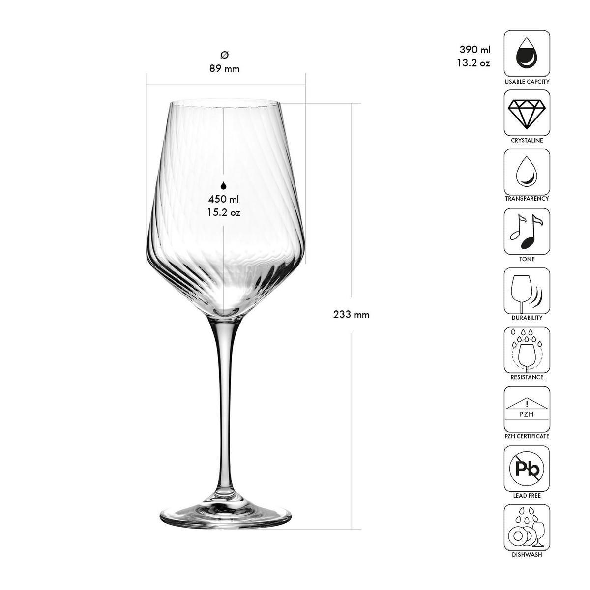 WEISSWEINGLÄSER 6er-Set 450 ML - Transparent, Glas (0.39L) - Krosno Glass