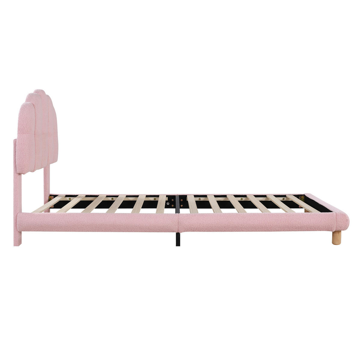 POLSTERBETT 90/200 cm rosa aus Kreisvlies mit verstellbarem Kopfteil - Rosa, Textil (90/200cm) - OKWISH