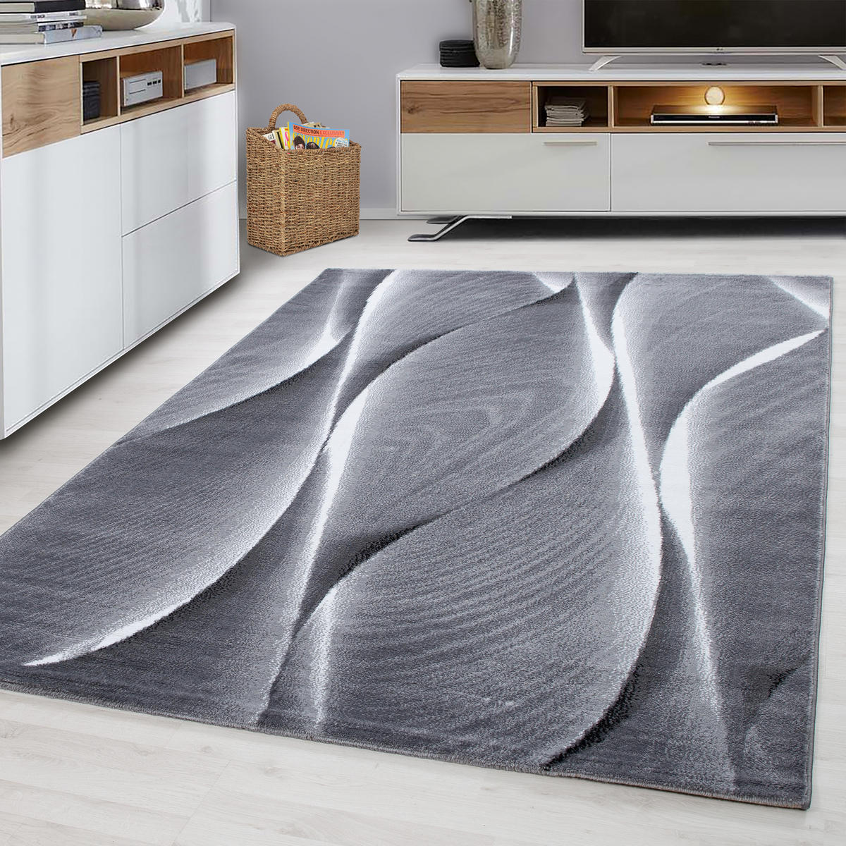 TEPPICH Kurzflor Ombre Polypropylen Wohnzimmer Schwarz Rechteckig 160x230 - Schwarz, Textil (160/230cm) - KADIMA DESIGN
