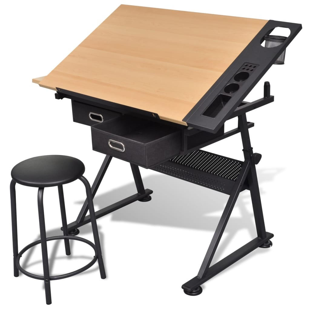 vidaXL Zeichentisch Schwarz 62x134x118 cm