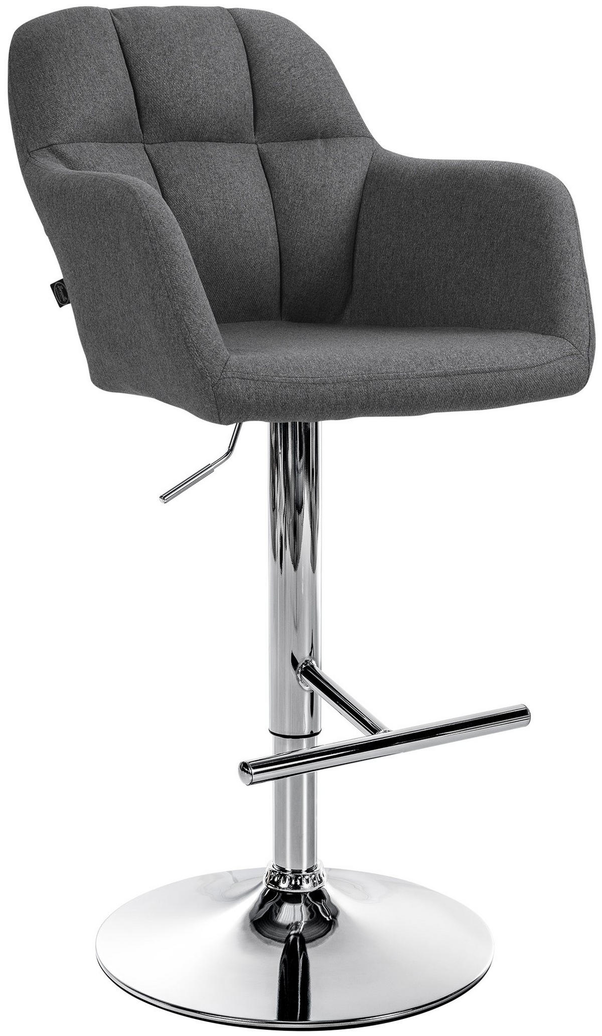 BARHOCKER Stoff dunkelgrau - Chromfarben/Dunkelgrau, Textil (57/97/59cm) - CLP