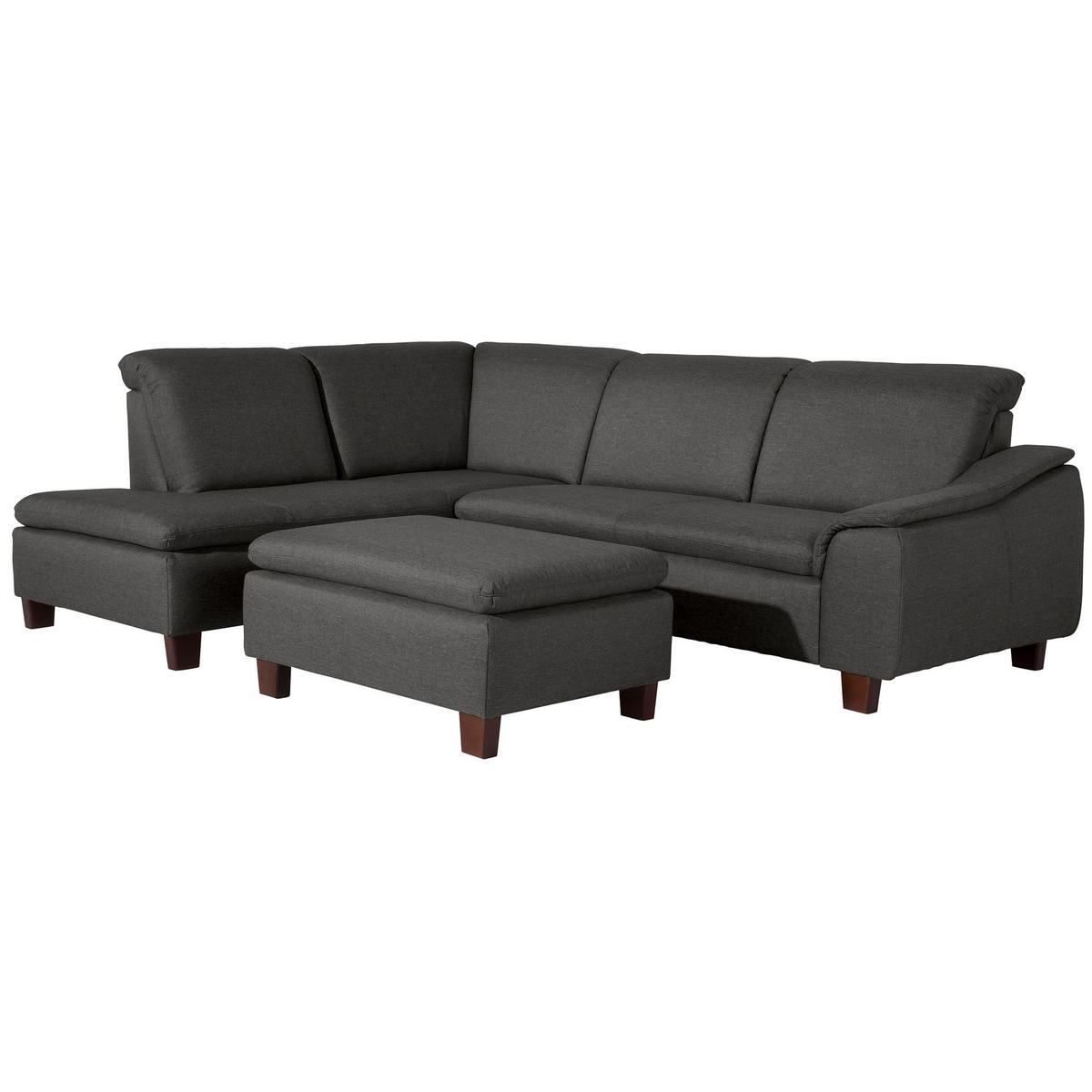 ECKSOFA mit Ottomane links Kaylil Flachgewebe anthrazit - Anthrazit, Kunststoff (187/247cm) - 58aufmkessel