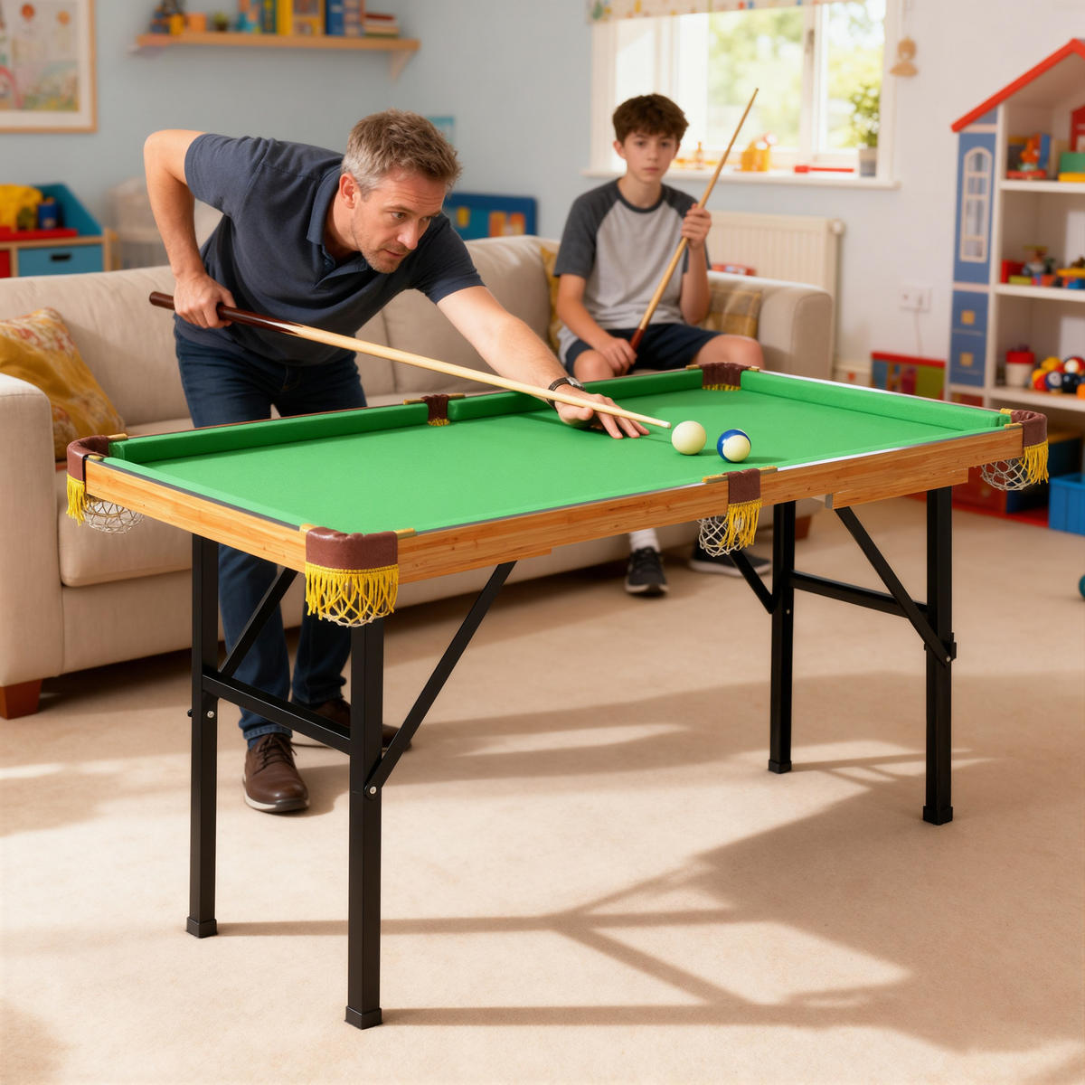 KLAPPBARER BILLARDTISCH DE-10820 Grün - Grün, Holzwerkstoff (63/120cm) - ComfortXL