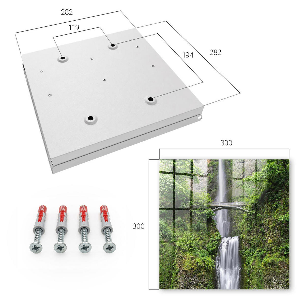 SCHLÜSSELBOX Weiß 30x30 cm – Türöffnung nach rechts - Natürliche Harmonie - Grün, Metall (30/30/5cm) - TULUP