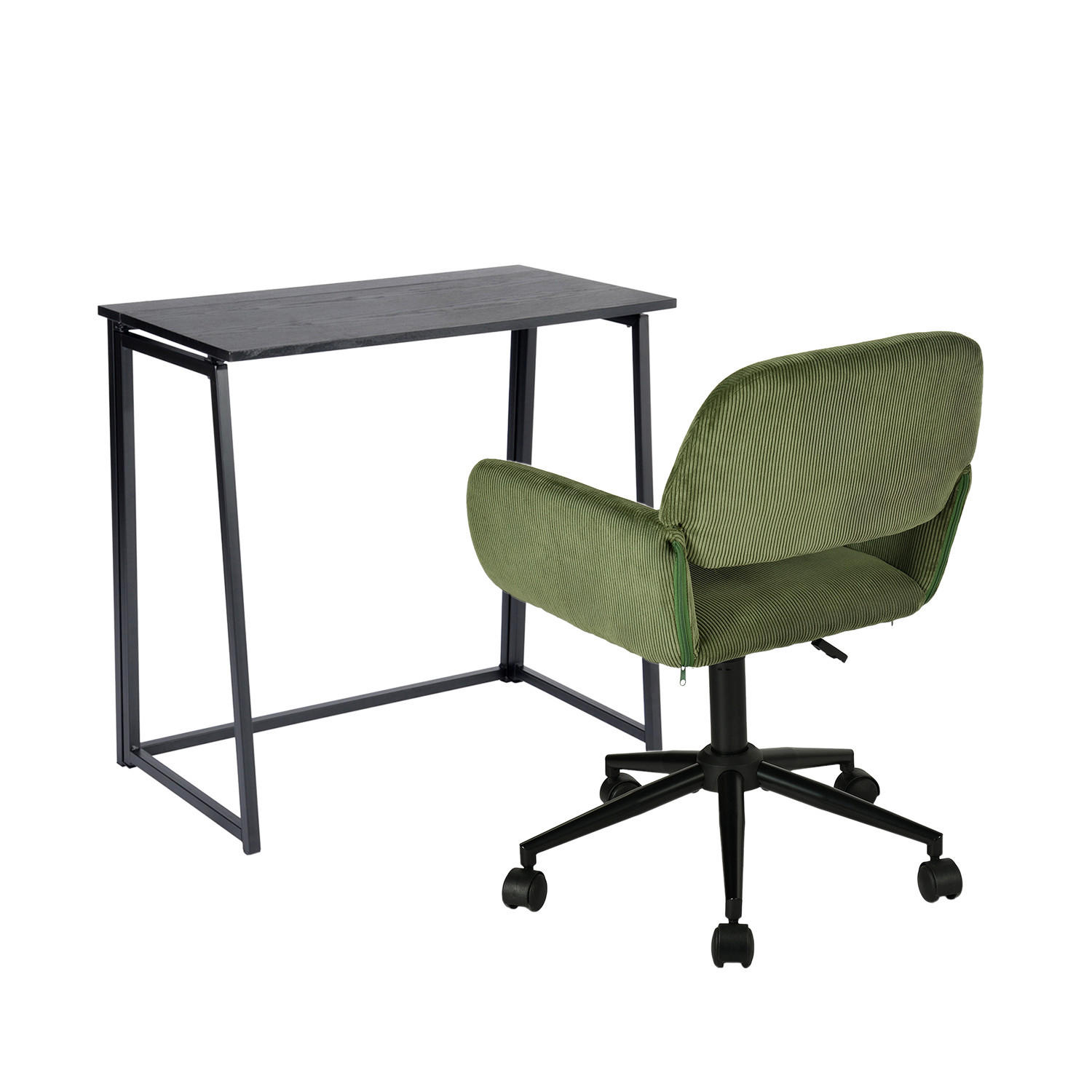 SCHWARZER Klapptisch & Grüner Stuhl Set - Grün, Metall (41/80/74cm) - Meubles Cosy