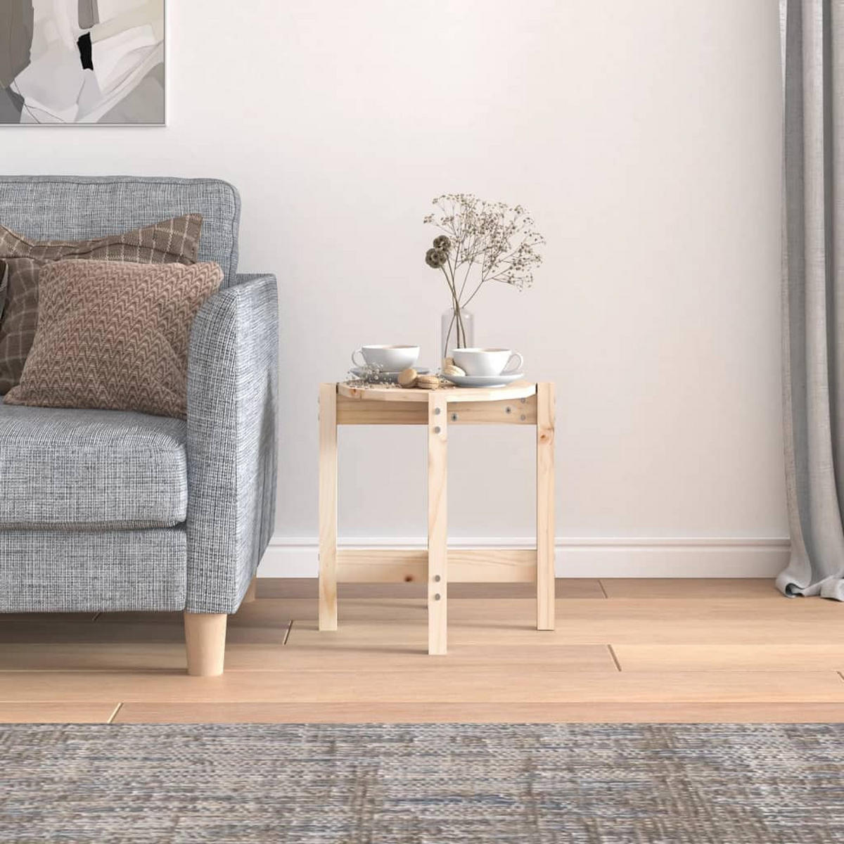 COUCHTISCH Ø 42,5x45 cm Massivholz Kiefer - Braun, Holz (42.5/42.5/45cm) - furnicato