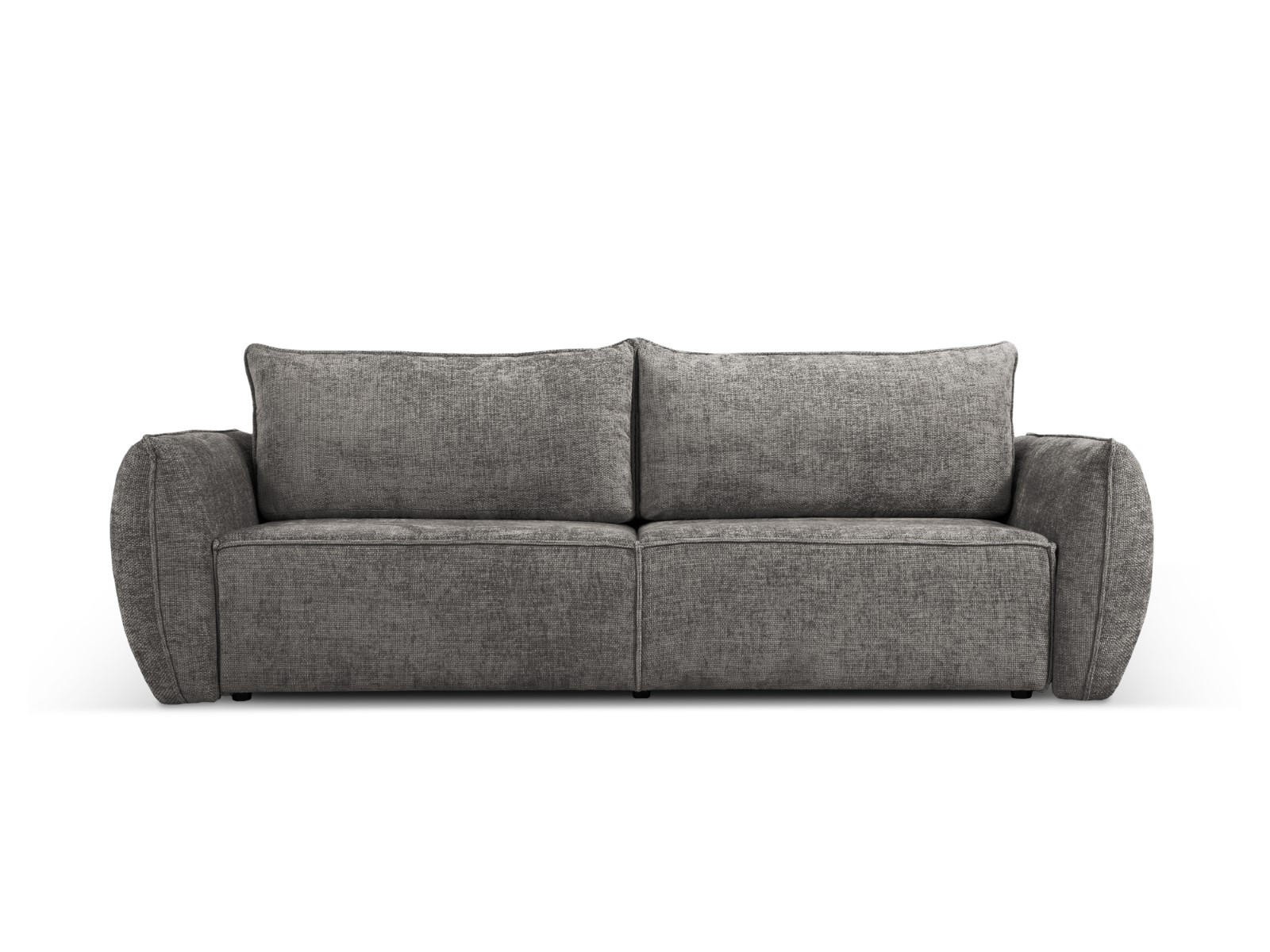 AUSKLAPPBARES-SOFA mit Bettkasten Kaelle aus Chenille-Stoff grau 3 Sitzplätze - Grau, Textil (97/91/244cm) - Micadoni