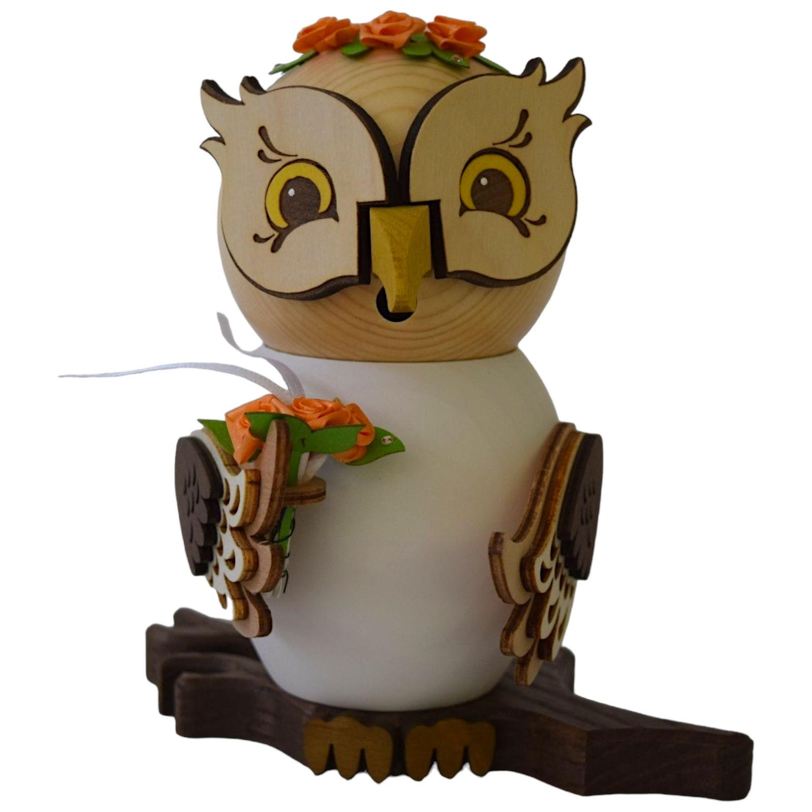 RAUCHFIGUR Eule Braut 15 cm - Multicolor, Holz (10/15/10cm)
