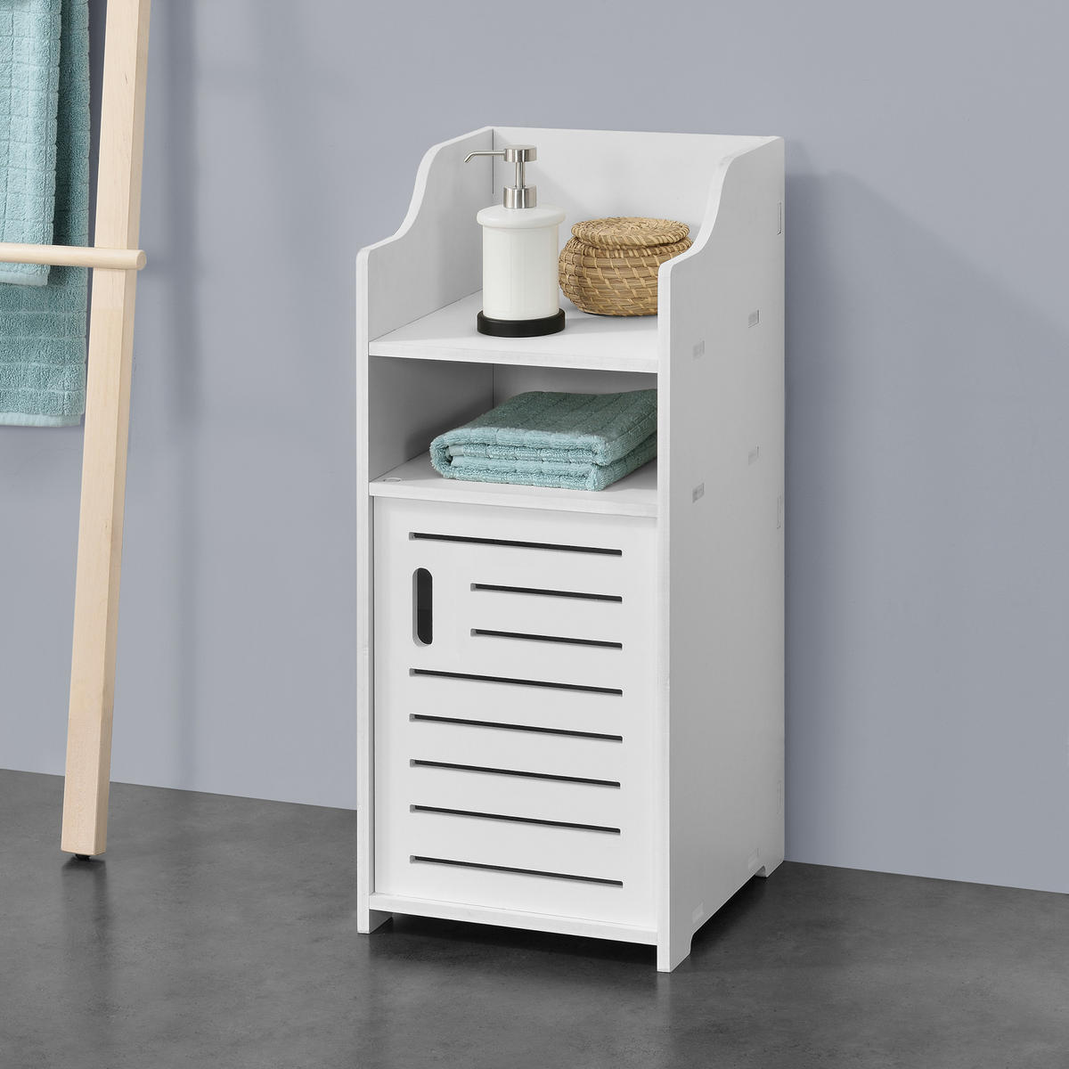BADEZIMMERSCHRANK Skara - Weiß, Kunststoff (32/72/32cm) - [en.casa]