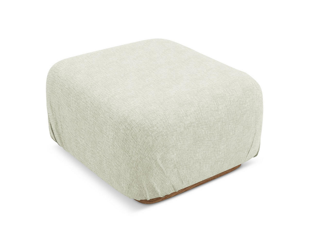 POUF Chenille Stoff Weiß - Weiß/Braun, Holz/Textil (83/95/41cm) - Makamii
