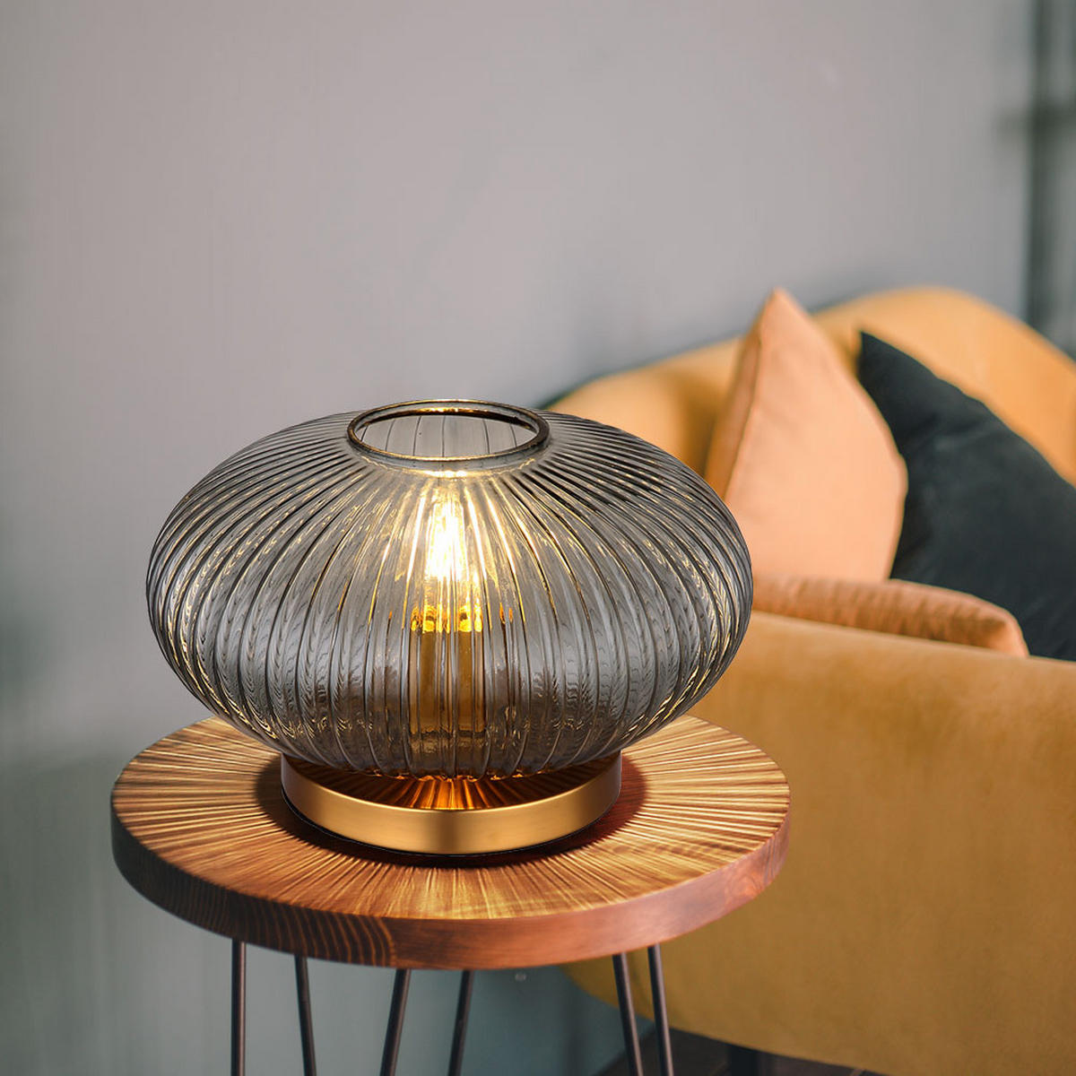 LED TISCHLEUCHTE Metall Messing Klar - Klar, Glas (30/30/20cm) - Globo Lighting