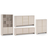 WOHNZIMMER-SET Bari Kaschmir / Gold (4er-Set) - Kaschmir/Creme, Holz/Holzwerkstoff (542/170/39cm) - Feldmann-Wohnen