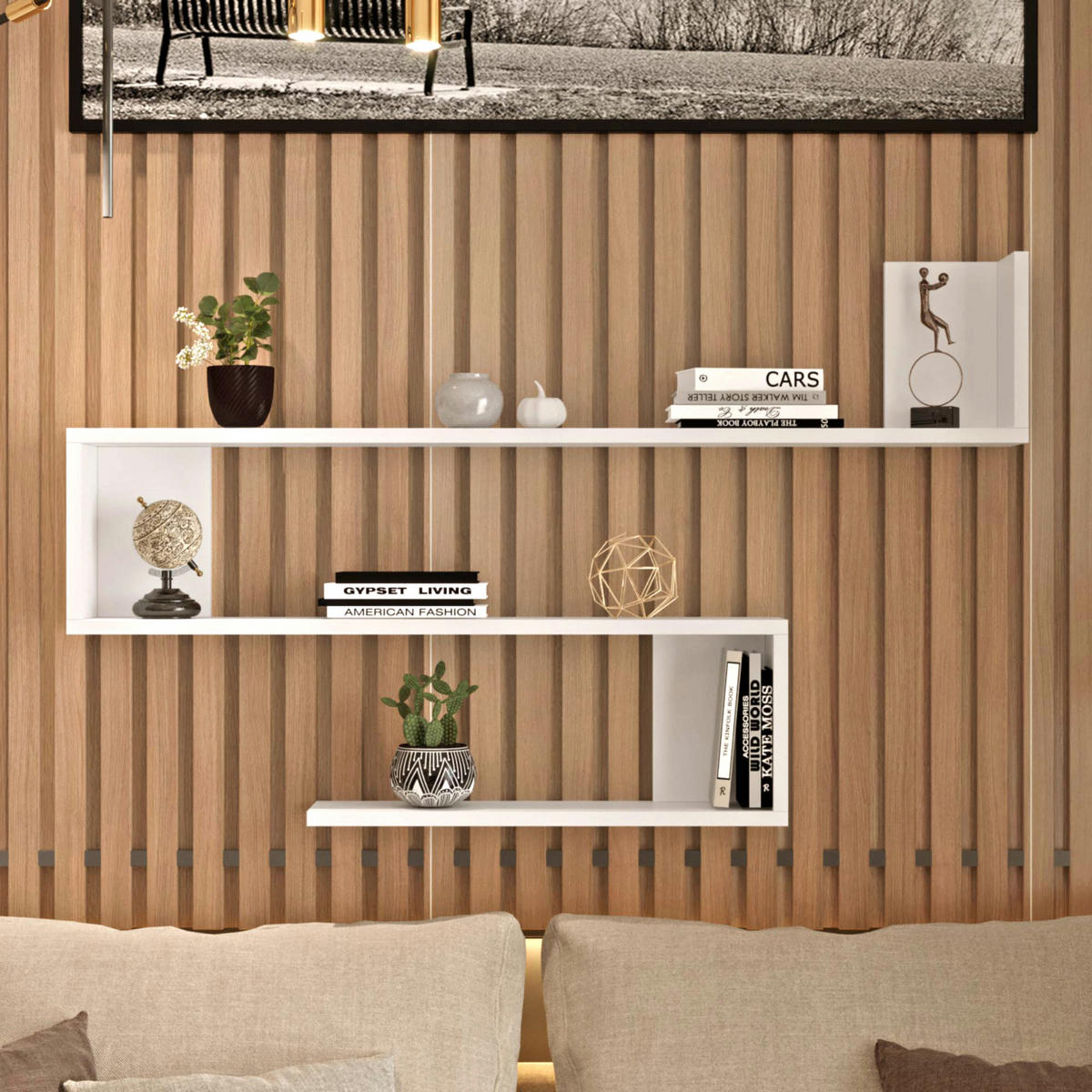 WANDREGAL Kitee - Weiß, Holzwerkstoff (120/71.5/14.5cm) - [en.casa]