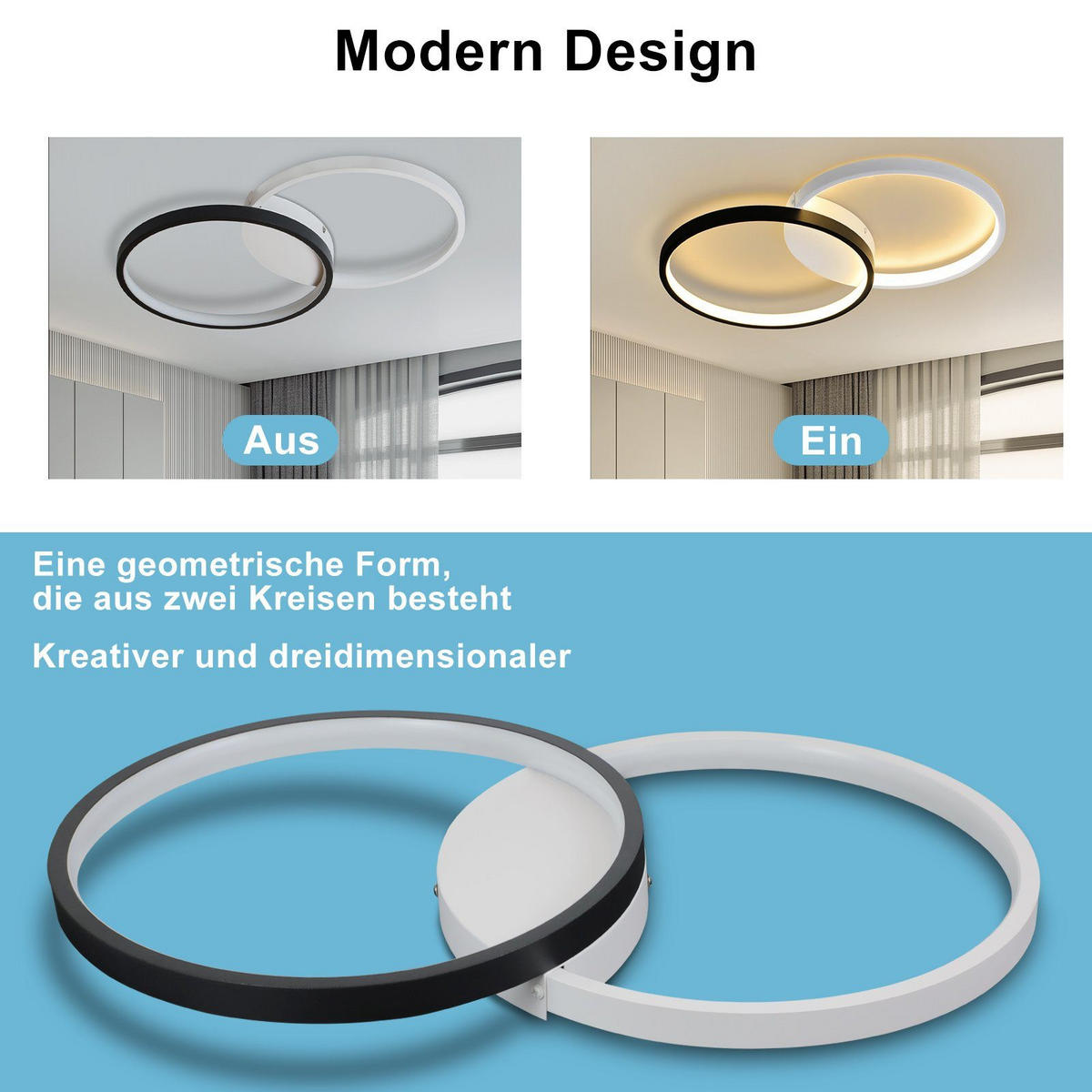 LED-DECKENLEUCHTE Valdemar 50/30/5 cm - Weiß, Metall (50/30/5cm) - Nettlife