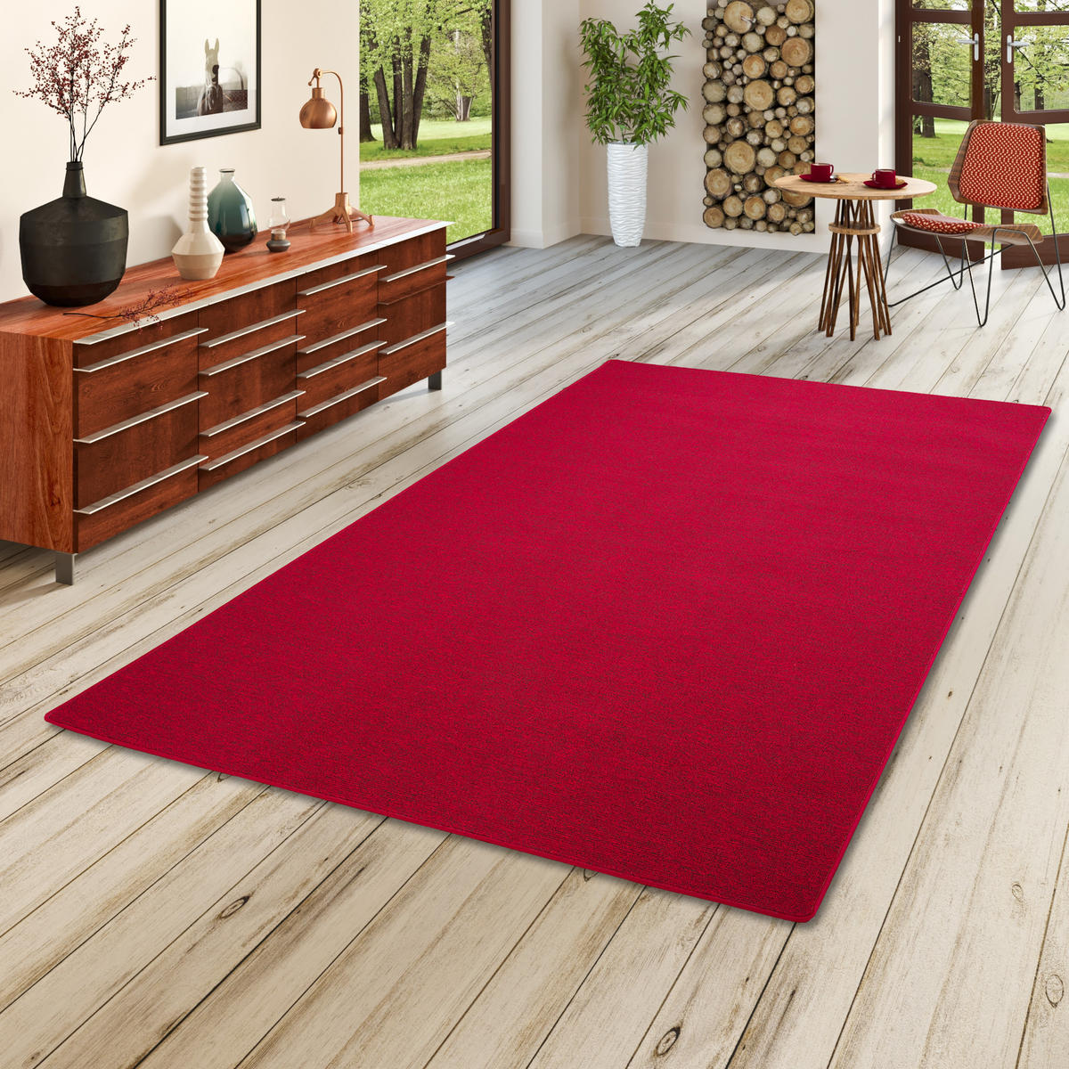 FEINSCHLINGEN VELOUR TEPPICH STRONG - Rot, Textil (160/200cm) - Snapstyle