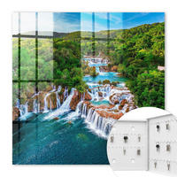 SCHLÜSSELBOX Weiß 30x30 cm – Türöffnung nach rechts - Natürliche Wasserfälle - Grün, Metall (30/30/5cm) - TULUP