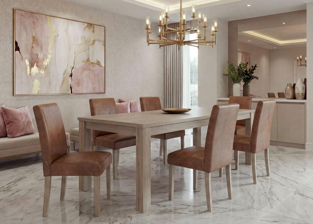 ESSZIMMERSTUHL TEXTIL Braun 6er-Set - Braun, Textil (43/90/56cm) - MCW