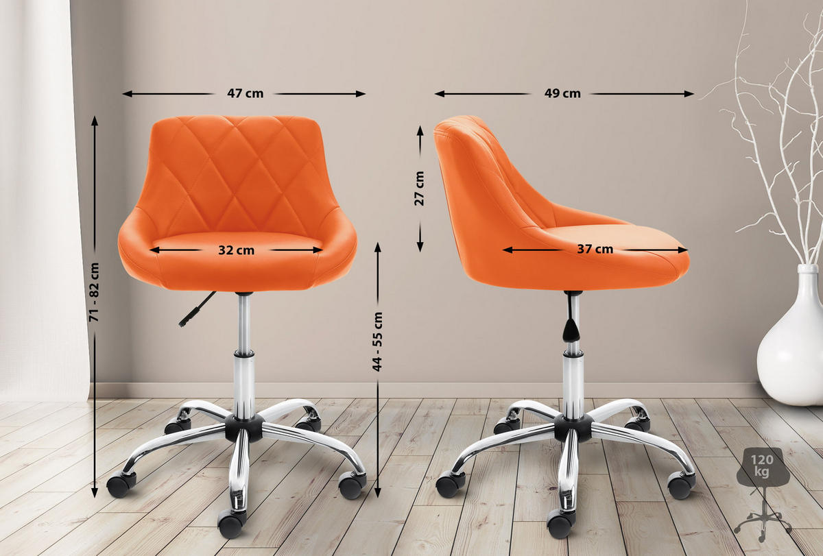 ARBEITSHOCKER Lazius Kunstleder orange - Orange, Metall (47/82/49cm) - TPFLiving