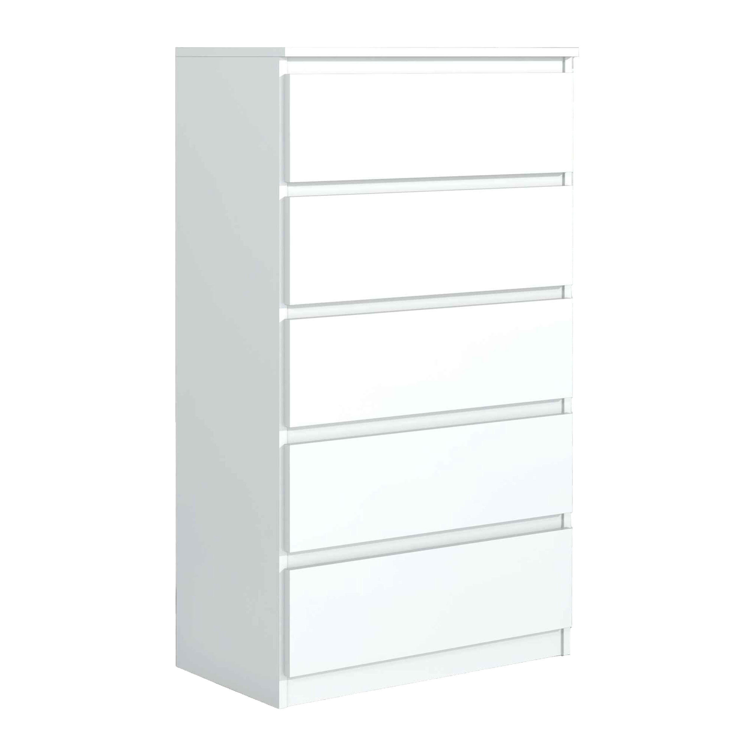KOMMODE NUDO 70/124,5/39cm mit 5 Schubladen Türen Weiß - Weiß, Holzwerkstoff (70/124.5/39cm) - MASSENO