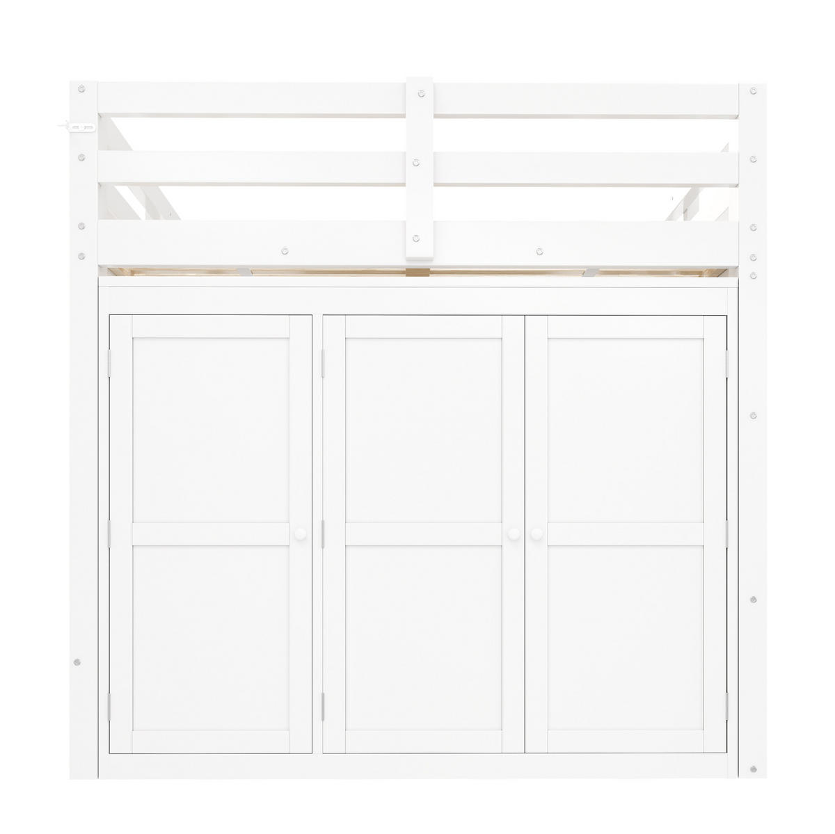 PATROVÁ postel 140/200 cm bílá z borovicového dřeva a MDF se šatní skříní - bílá, kompozitní dřevo (140/200cm) - OKWISH