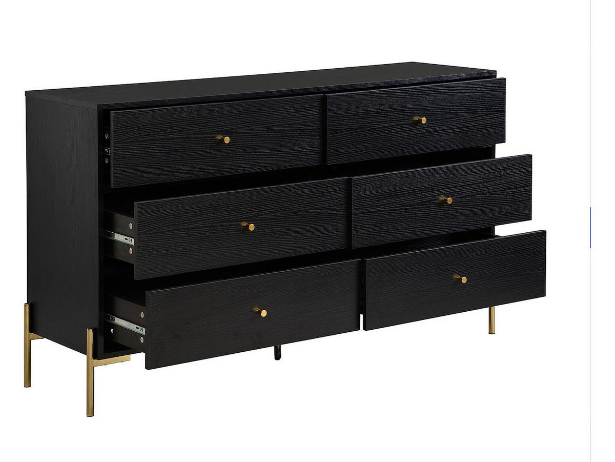 KOMMODE - 140 cm x 40 cm - holz - schwarz, goldfarben Milavia - Goldfarben/Schwarz, Holz (140/82/40cm) - Vente-Unique