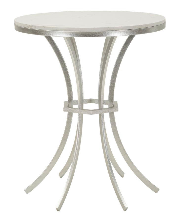 BEISTELLTISCH Istanbul, silberfarben und weiß, Eisen und Marmor, 56 x 56 x 68 cm - Silberfarben/Weiß, Stein/Metall (56/56/68cm) - Mauro Ferretti