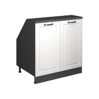 KÜCHENSCHRANK FÜR DACHSCHRÄGEN R-Line Weiß Landhaus 80 cm mit 2 Türen, Schrankkorpus 60 cm Tiefe - Anthrazit/Weiß, Holzwerkstoff (80/83.8/60cm) - Vicco