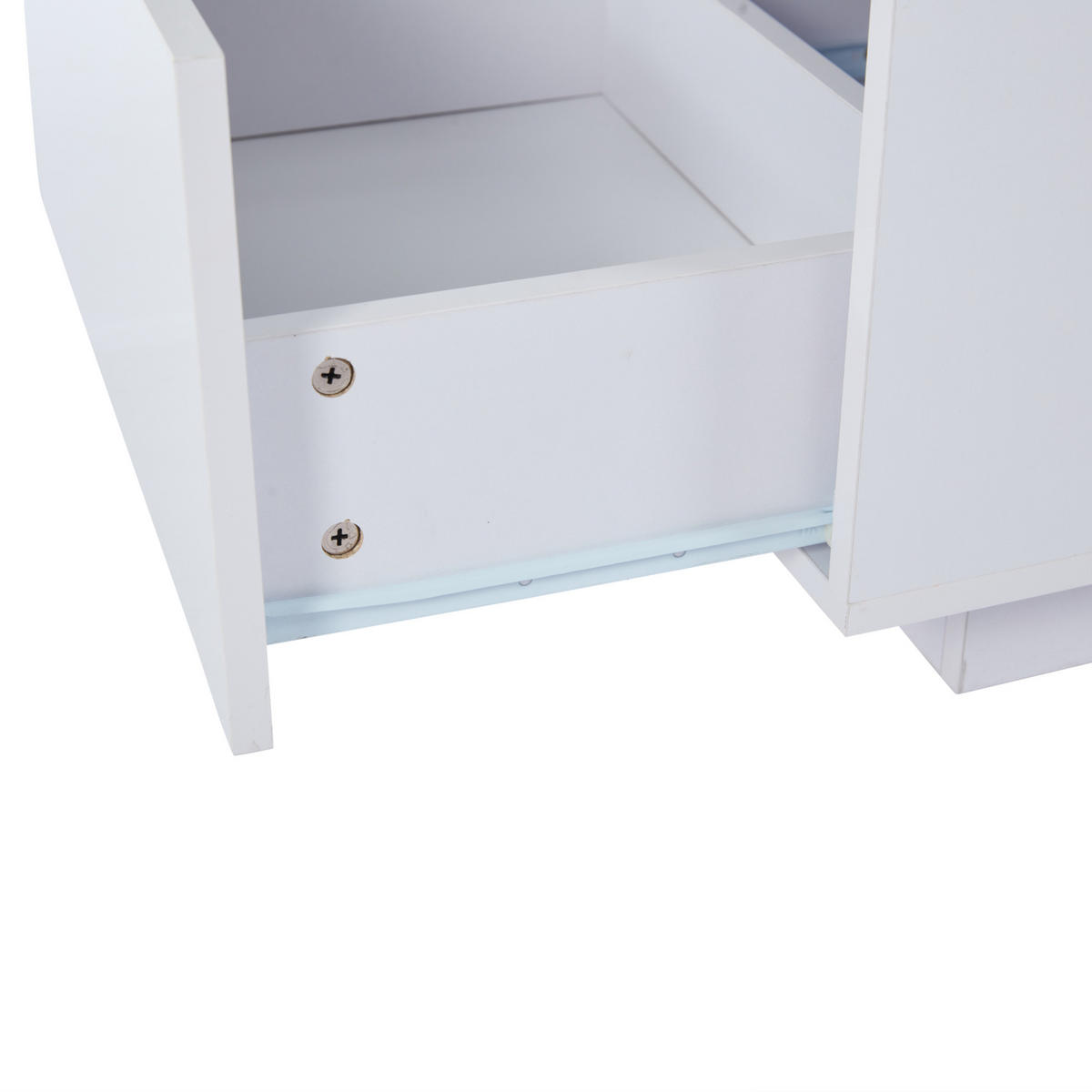 COUCHTISCH aus MDF 100x50x35 cm in Weiß mit LED-Beleuchtung & 2 Schubladen - Weiß, Holzwerkstoff (100/50/35cm) - Modfu