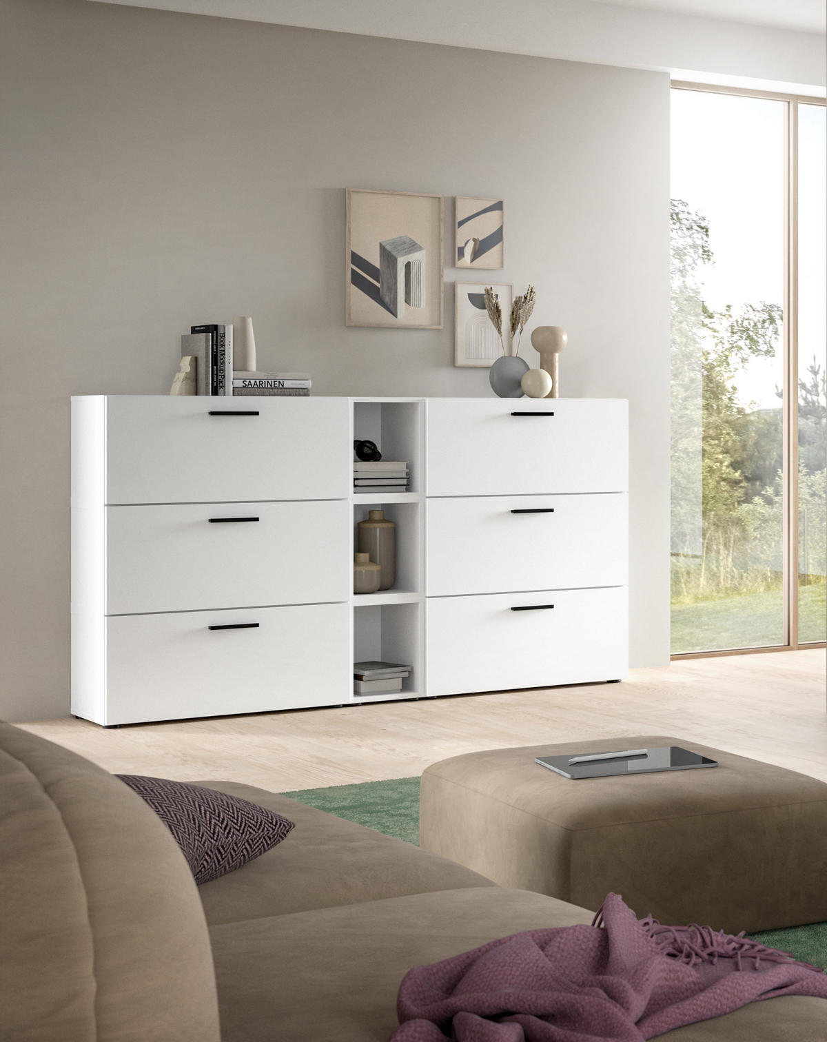 WOHNKOMBINATION THE ONE (B/H/T: ca. 176/99/34 cm) in Weiß/weiß - Weiß, Holzwerkstoff (176/99/34cm)