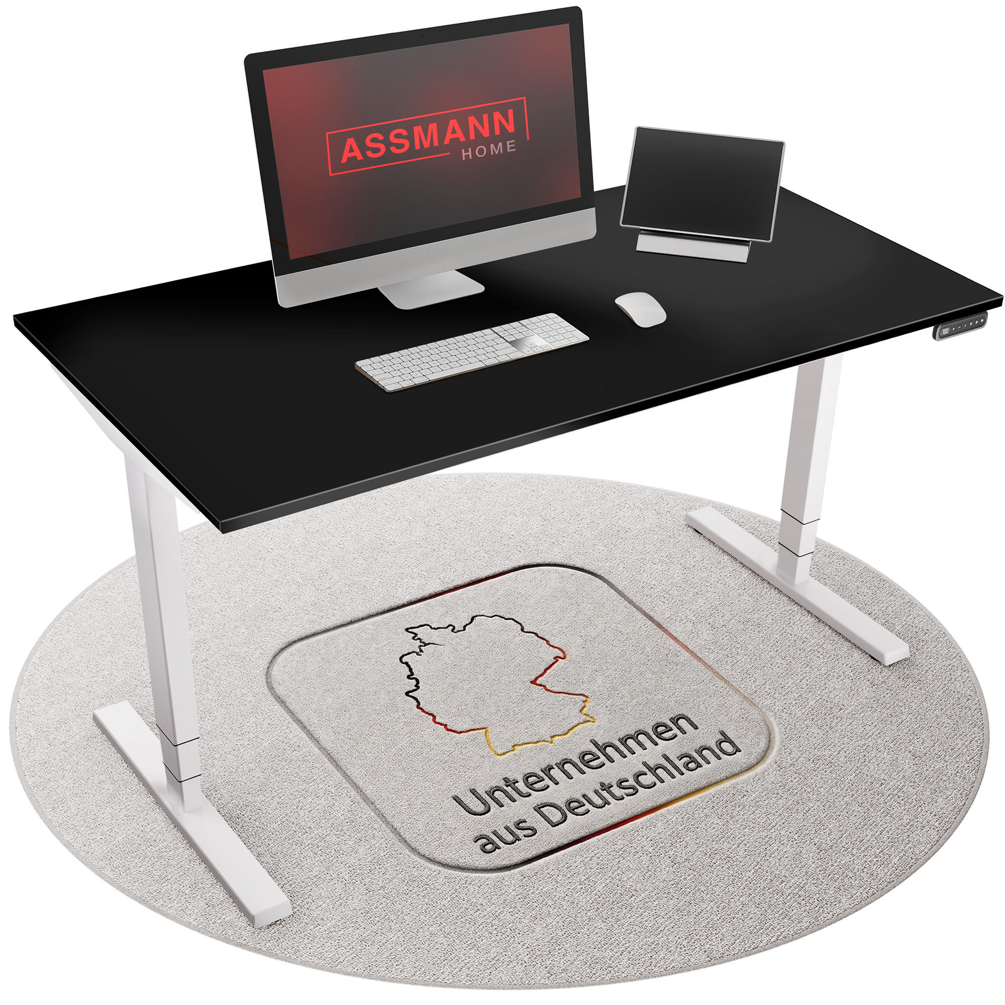 Assmann Schreibtisch Schwarz, Weiß 140x127x80 cm