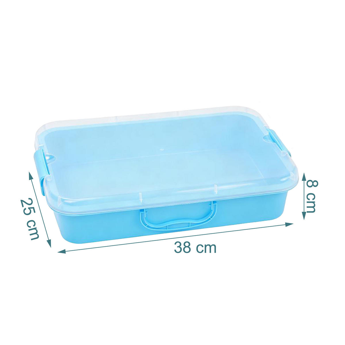 SANDLÅDA Ljusblå 2-pack med lock - Ljusblå, Plast (25/38/8cm) - Relaxdays